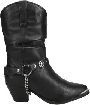 Dingo Womens Olivia Pointed Toe Pull On Casual Boots Mid Calf Mid Heel 2-3" - Black