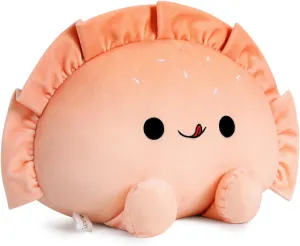 Ditucu Cute Dumpling Plush Pillow Funny Food Fried Dumplings Pancakes Stuffed Animal Plushies Toys Soft Hugging Gifts for Kids Pink 14 inch