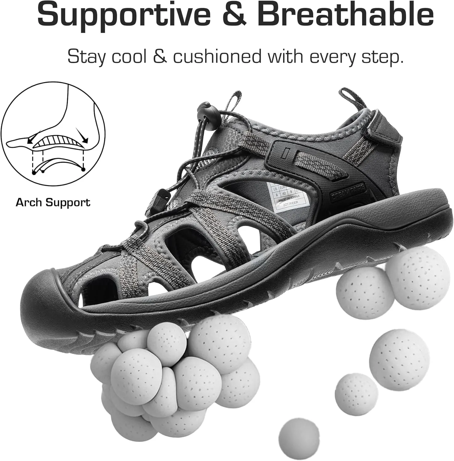 DREAM PAIRS Men's Sandals Hiking Water Sport Athletic Beach Outdoor Comfortable Casual Closed Toe Summer Sandal Shoes