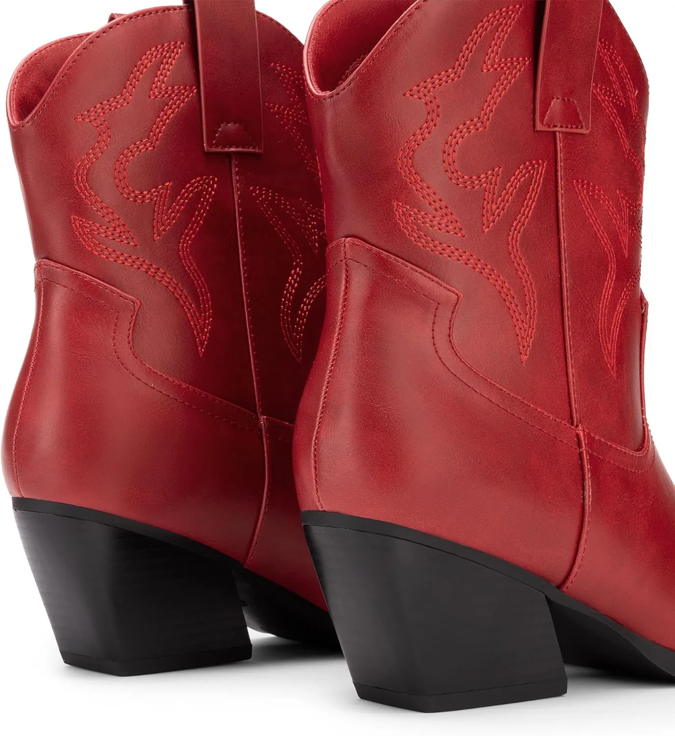 DREAM PAIRS Women's Cowboy Cowgirl Boots Embroidered Stitched Short Western Boots Low Chunky Heel Pointed Toe Ankle Booties