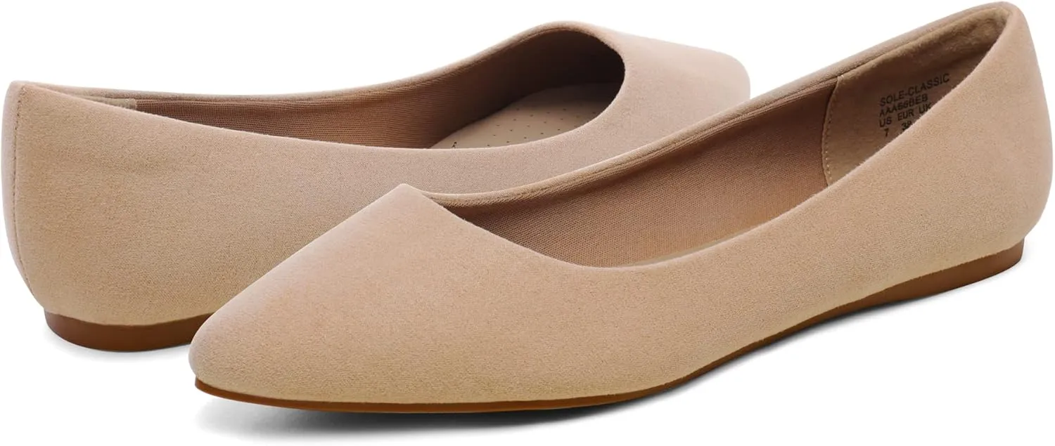 DREAM PAIRS Women's Dress Pointed Toe Flats Ballet Comfort Soft Slip On Casual Flat Shoes for Work Office Business