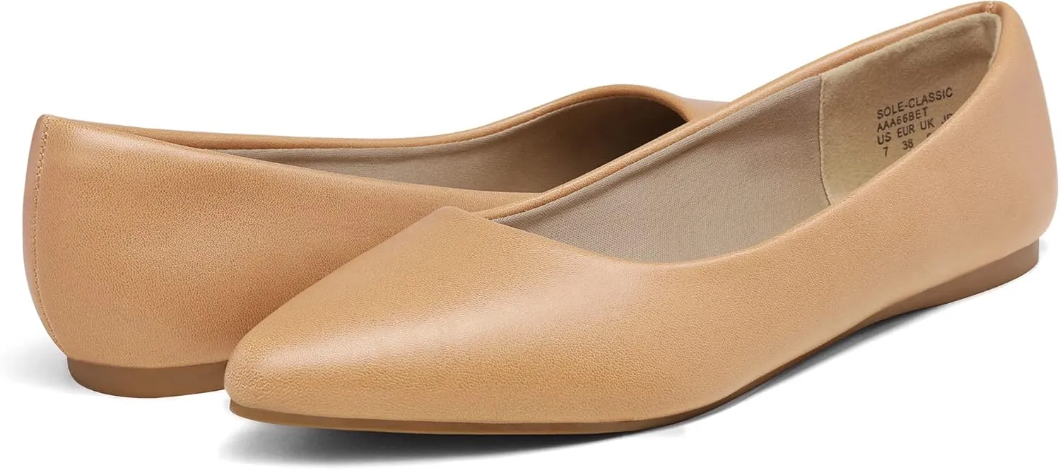 DREAM PAIRS Women's Dress Pointed Toe Flats Ballet Comfort Soft Slip On Casual Flat Shoes for Work Office Business