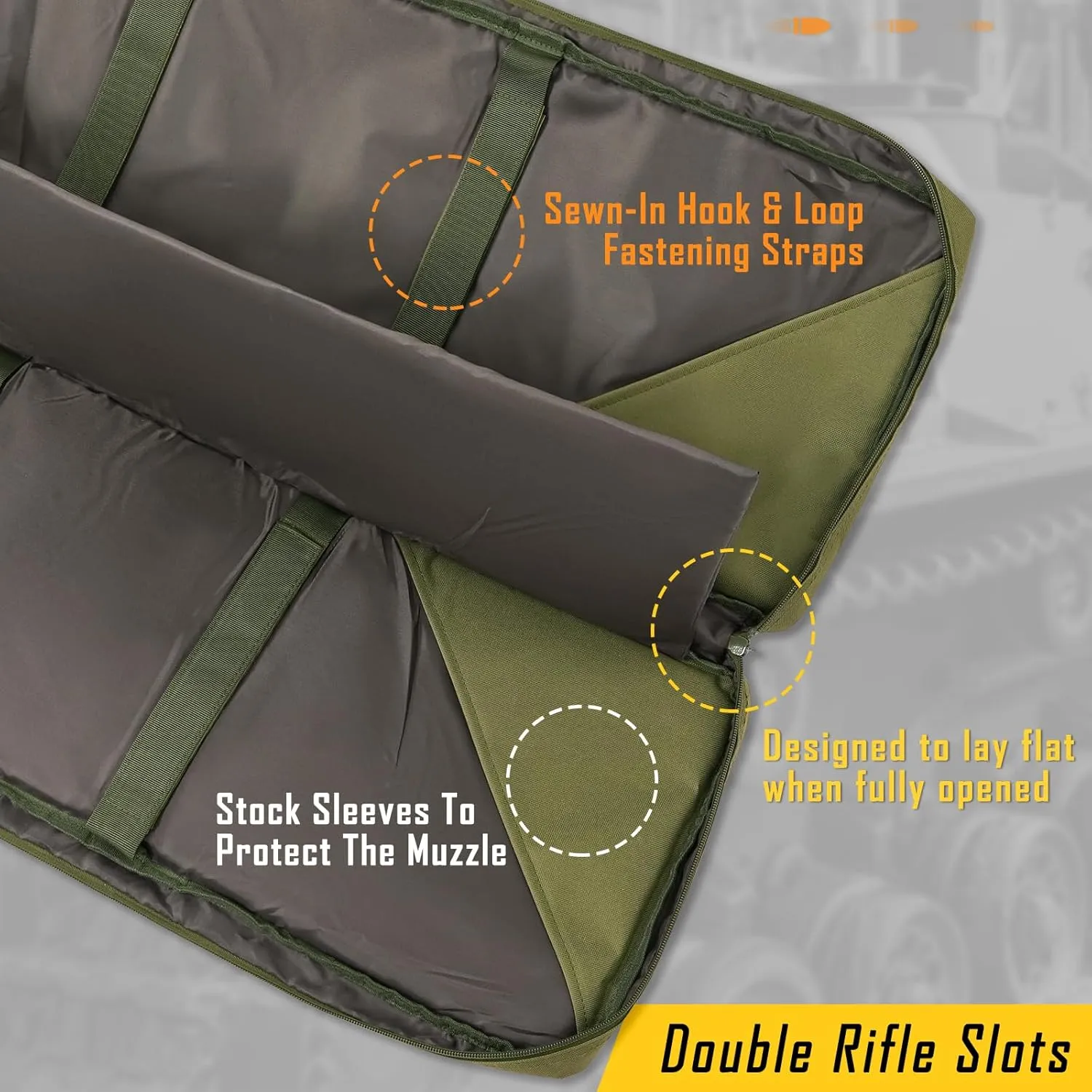DULCE DOM 32/36/42/48/52 inch Double Rifle Case Soft Bag Gun Case, Perfect for Rifle Pistol Firearm Storage and Transportation, All Around Shooting Range Tactical Rifle Backpack, Indoor Outdoor