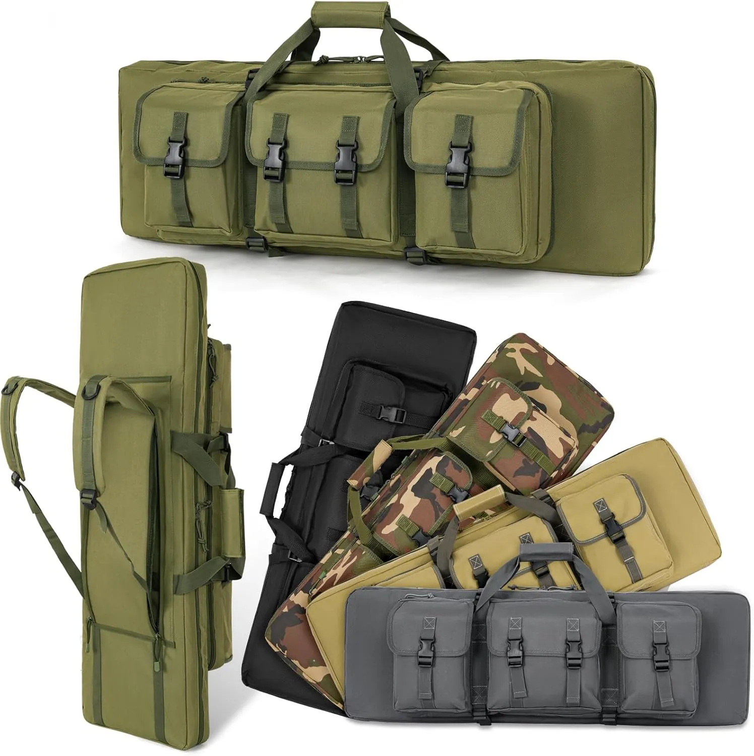 DULCE DOM 32/36/42/48/52 inch Double Rifle Case Soft Bag Gun Case, Perfect for Rifle Pistol Firearm Storage and Transportation, All Around Shooting Range Tactical Rifle Backpack, Indoor Outdoor
