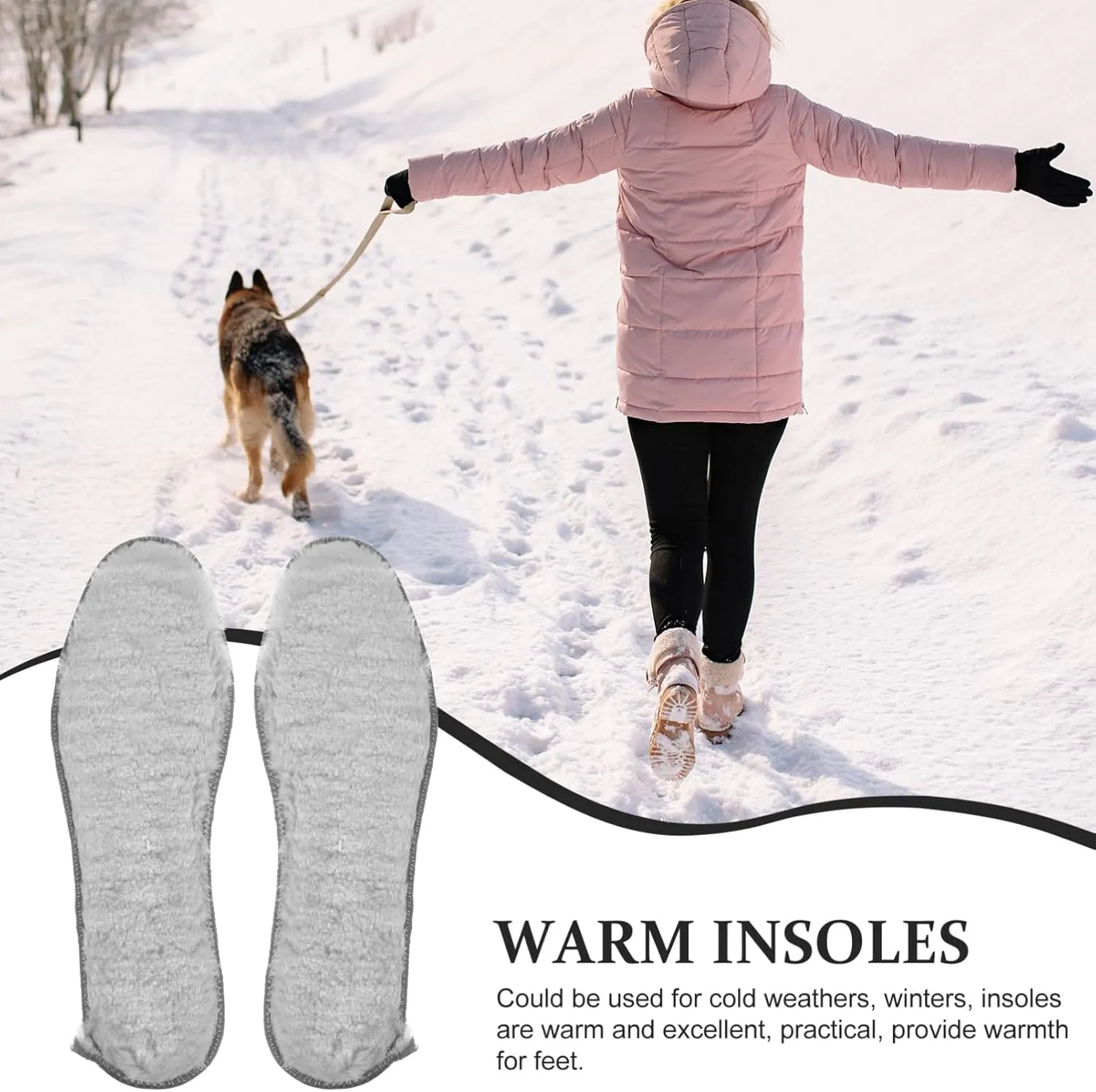 ERINGOGO 4 Pairs Warm Insoles for Cold Weather Footwear Fluffy Thermal and Cushioned Boot Liners No Crease Shoe Inserts for Ski Boots Unisex Use