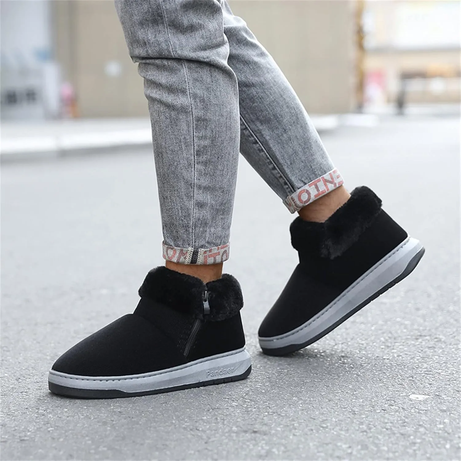 Fashion Solid Cotton Slippers for Men Plus Velvet Warm Winter Boots Lightweight Walk Shoes for Men Winter Boots and Snow