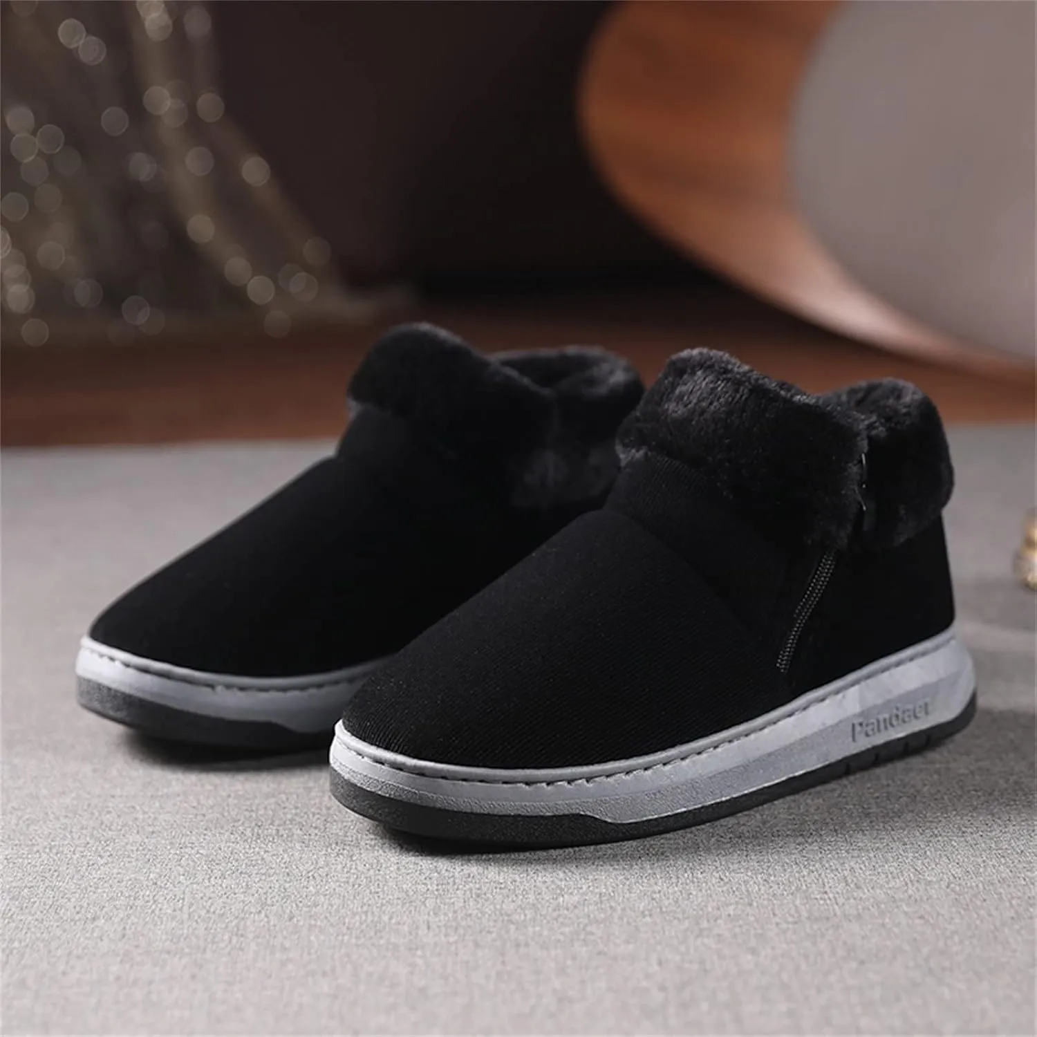 Fashion Solid Cotton Slippers for Men Plus Velvet Warm Winter Boots Lightweight Walk Shoes for Men Winter Boots and Snow