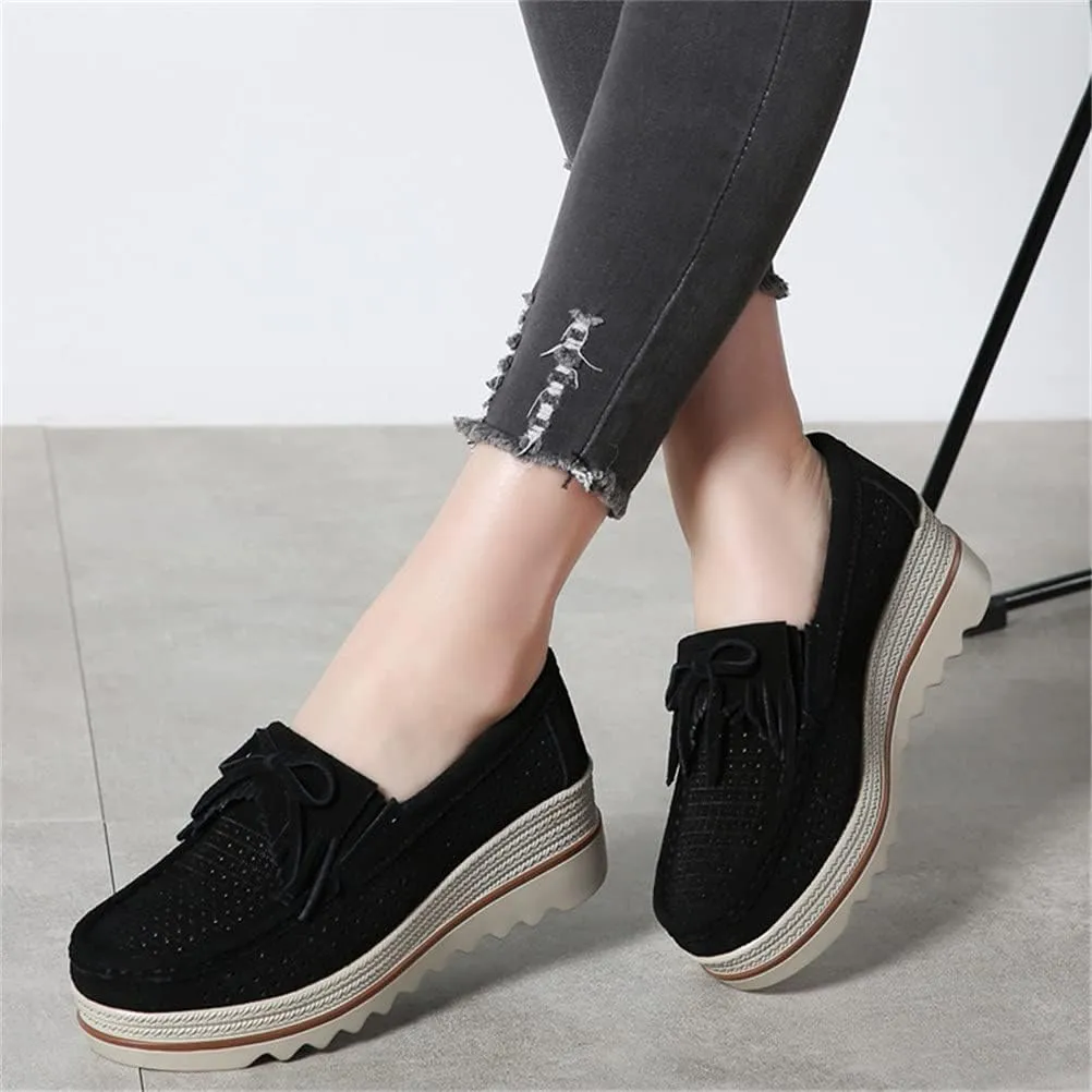 FENIKUSU Women's Platform Loafer Shoes Soft-Soled Slip on Leather Penny Shoes Casual Flatform Sneakers