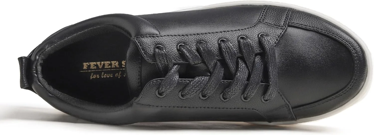 FEVERSOLE Women's Comfort Lightweight Sneaker Vegan Leather Platform Casual Walking Shoes
