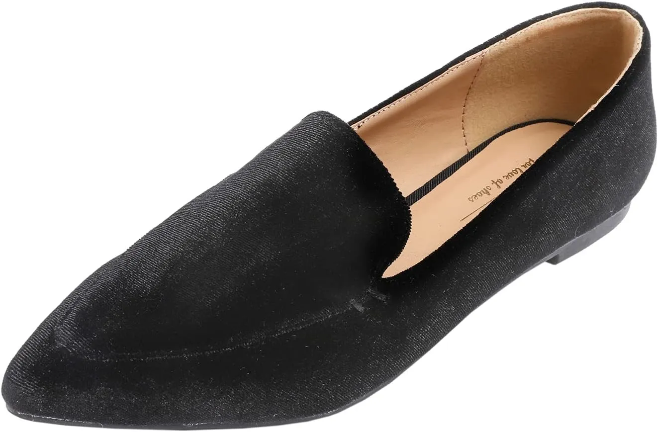 FEVERSOLE Women's Loafer Flat Pointed Fashion Slip On Comfort Driving Office Shoes