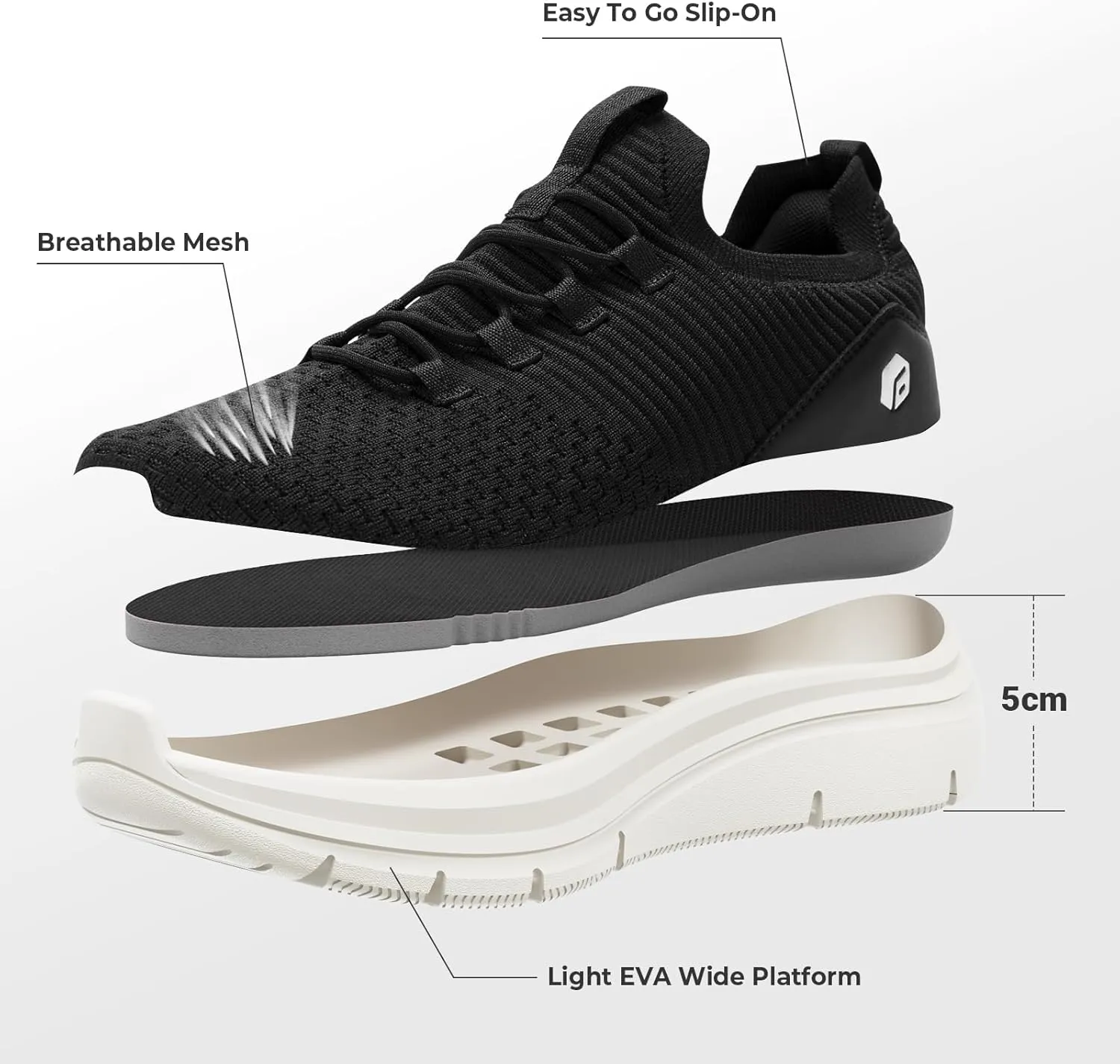 FitVille Walking Shoes Womens Slip on Walking Sneakers Lightweight Wide Width for Flat Feet Plantar Fasciitis Heel Pain Relief - Cloud Walker V15