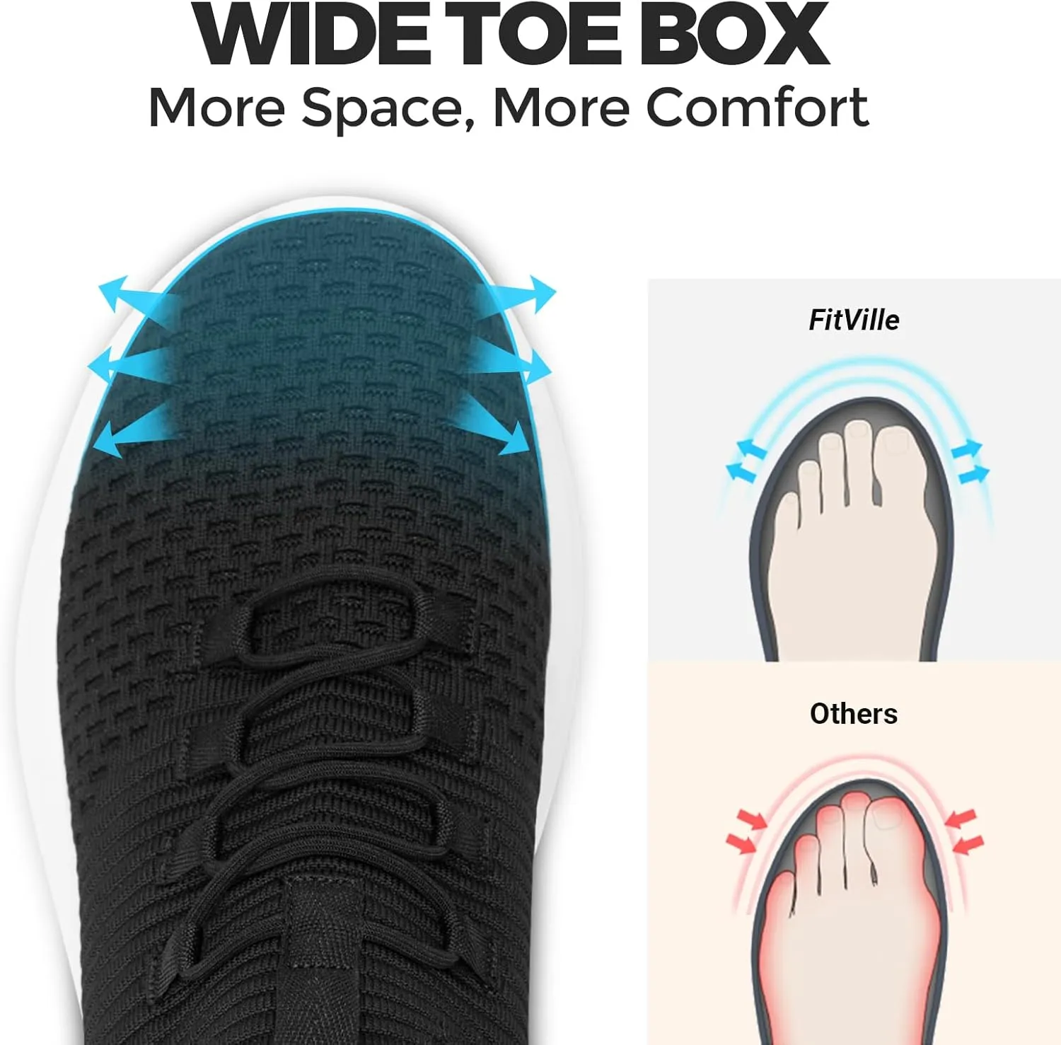 FitVille Walking Shoes Womens Slip on Walking Sneakers Lightweight Wide Width for Flat Feet Plantar Fasciitis Heel Pain Relief - Cloud Walker V15