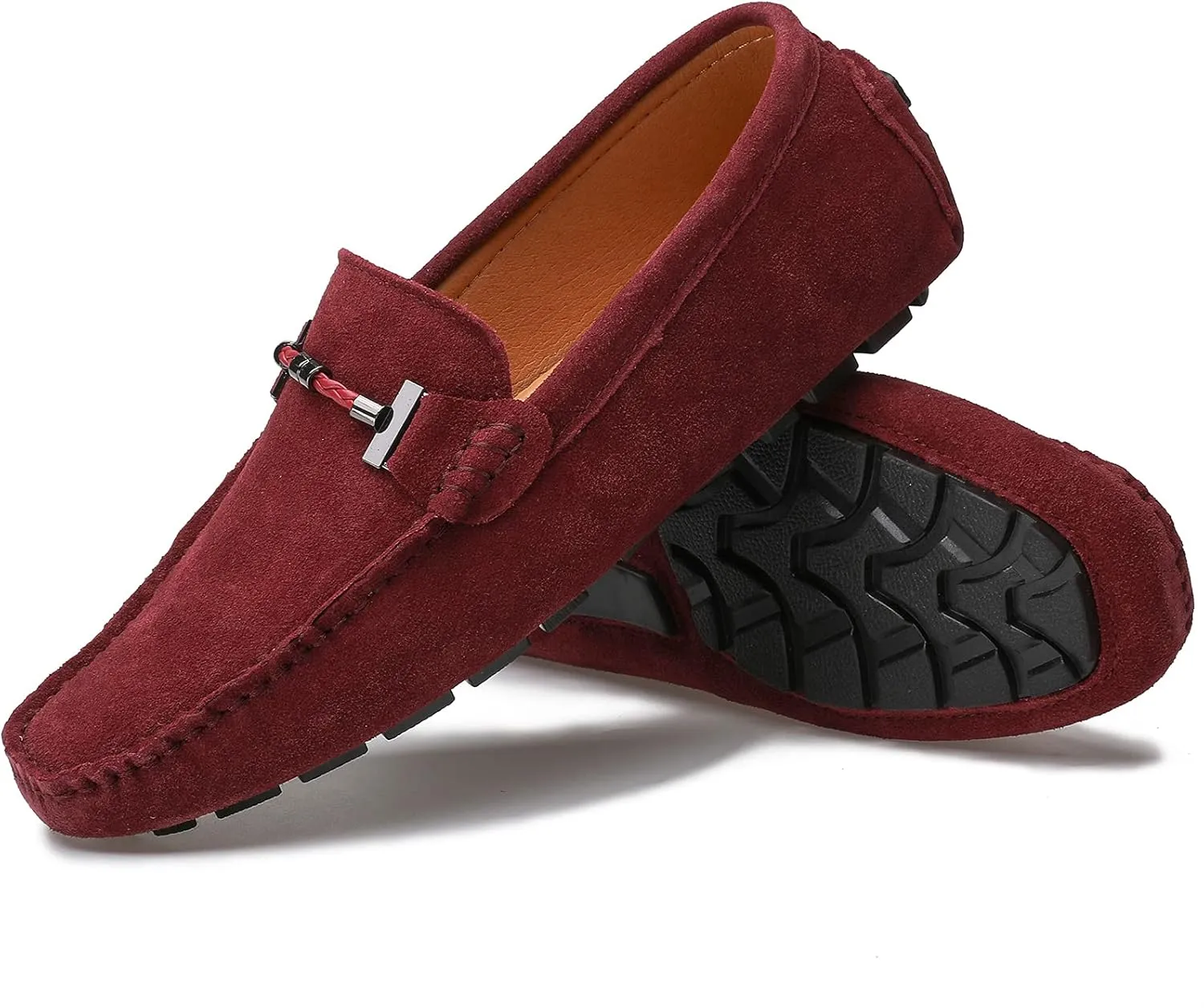 Flat Loafer for Men Suede Leather Slip-on Dress Driving Moccasins Casual Boat Shoes