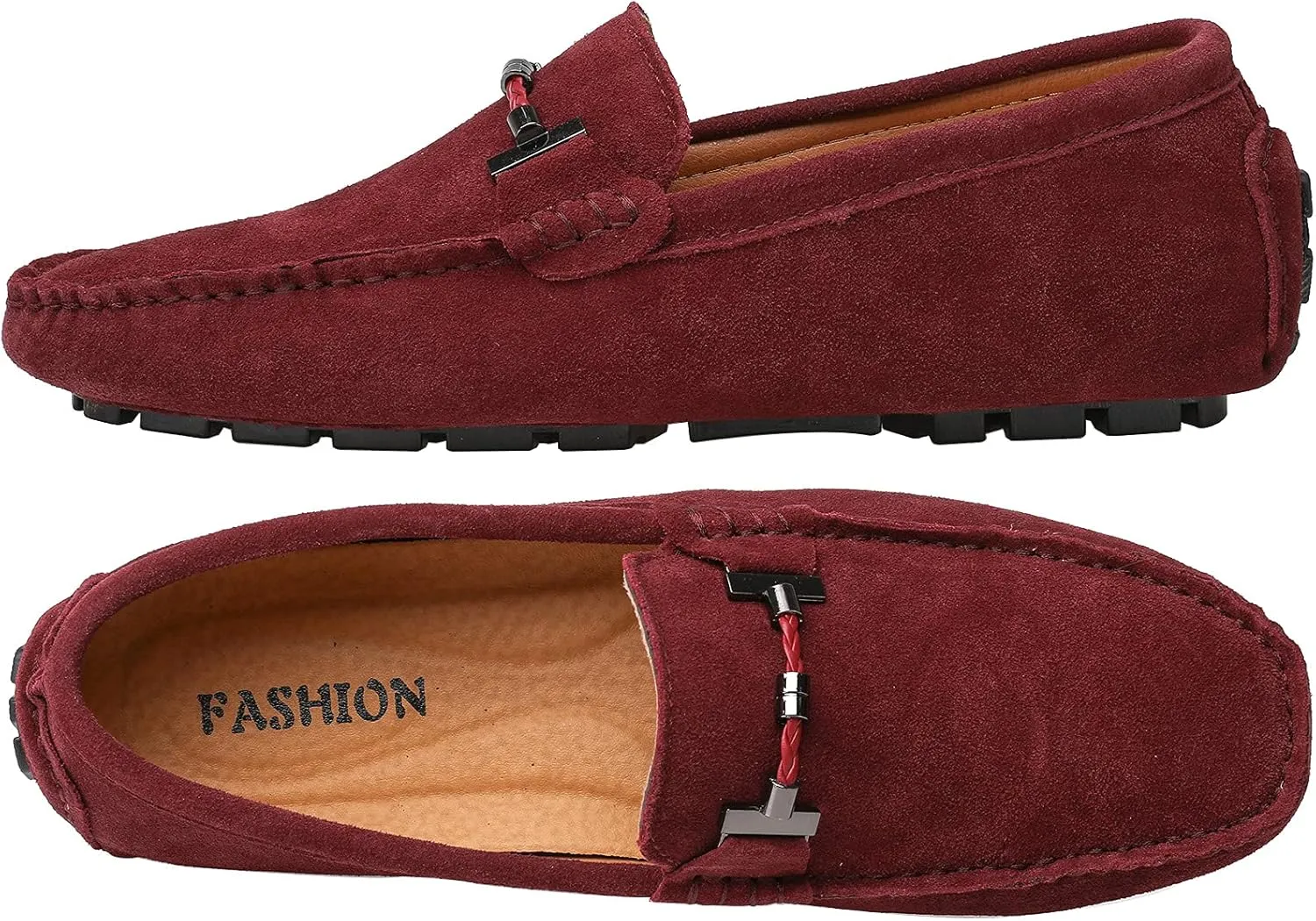 Flat Loafer for Men Suede Leather Slip-on Dress Driving Moccasins Casual Boat Shoes