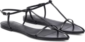 Flat Sandals for Women Adjustable Ankle Strap Slide Sandals Pointed Open Toe Flats Dressy Summer Sandals