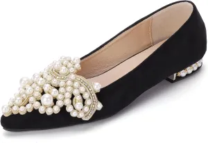 Flats for Women Bling Rhinestone Pointed Flat Shoes Comfort Slip on Low Heel Wedding Dress Shoes Ballet Flat Shoe