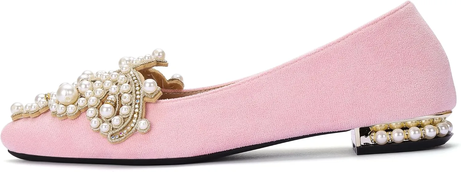 Flats for Women Bling Rhinestone Pointed Flat Shoes Comfort Slip on Low Heel Wedding Dress Shoes Ballet Flat Shoe