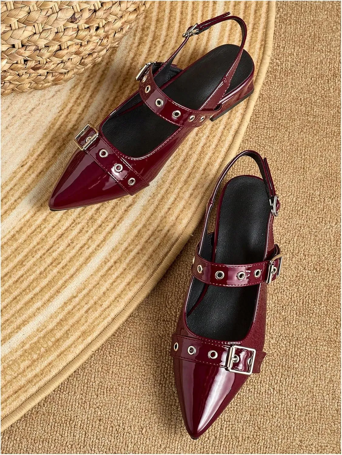 Floerns Women's Rivet Pointed Toe Slingback Mule Shoes Wedding Dress Flat
