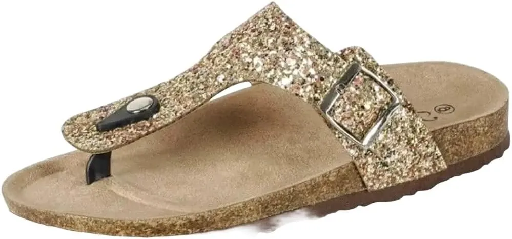Forever Women's Sparkle Glitter Slip On Casual Sandals, Silver