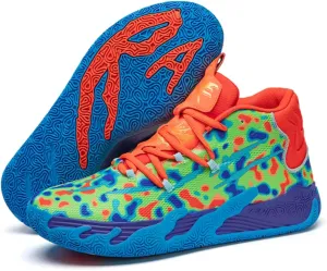 FOTN Womens Multicolour Lace Up Fashion Sneaker High-Top Casual Breathable Sports Athletic Walking Running Basketball Shoes