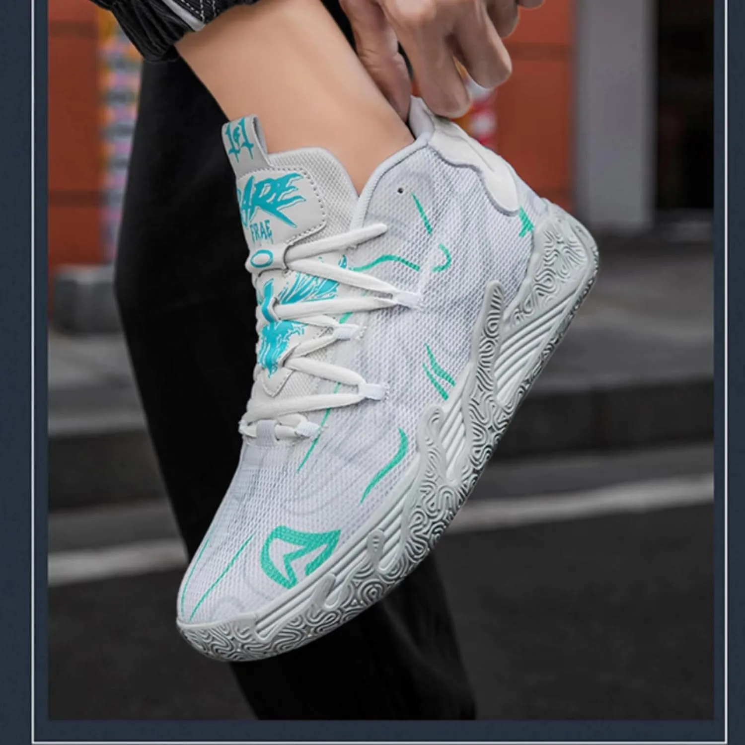 FOTN Womens Multicolour Lace Up Fashion Sneaker High-Top Casual Breathable Sports Athletic Walking Running Basketball Shoes