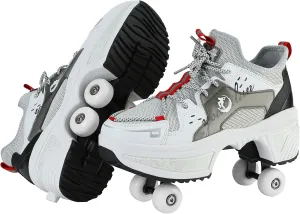 Four-Wheel Skate Shoes, Roller Skates and Sneakers are Unisex and Retractable for Outdoor Use, Suitable for Both Children and Adults