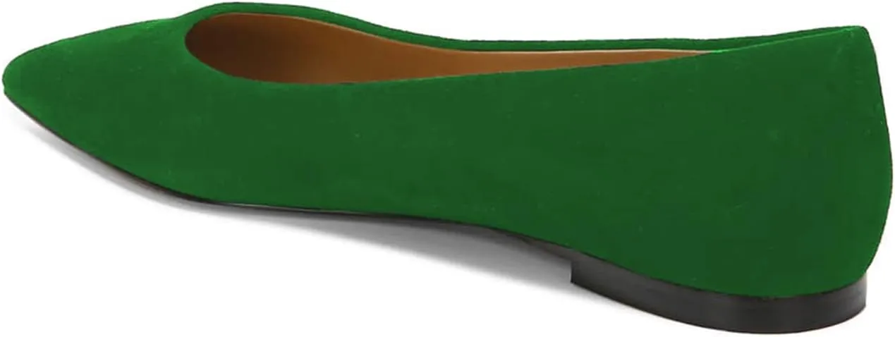 FOWT Spring Suede Classic Slip on Flats Two Tone Elegant Pointed Toe Black Flats for Women Comfort Low Heel Shallow Walking Daily Casual Dress Shoes, US Size 4-16 M
