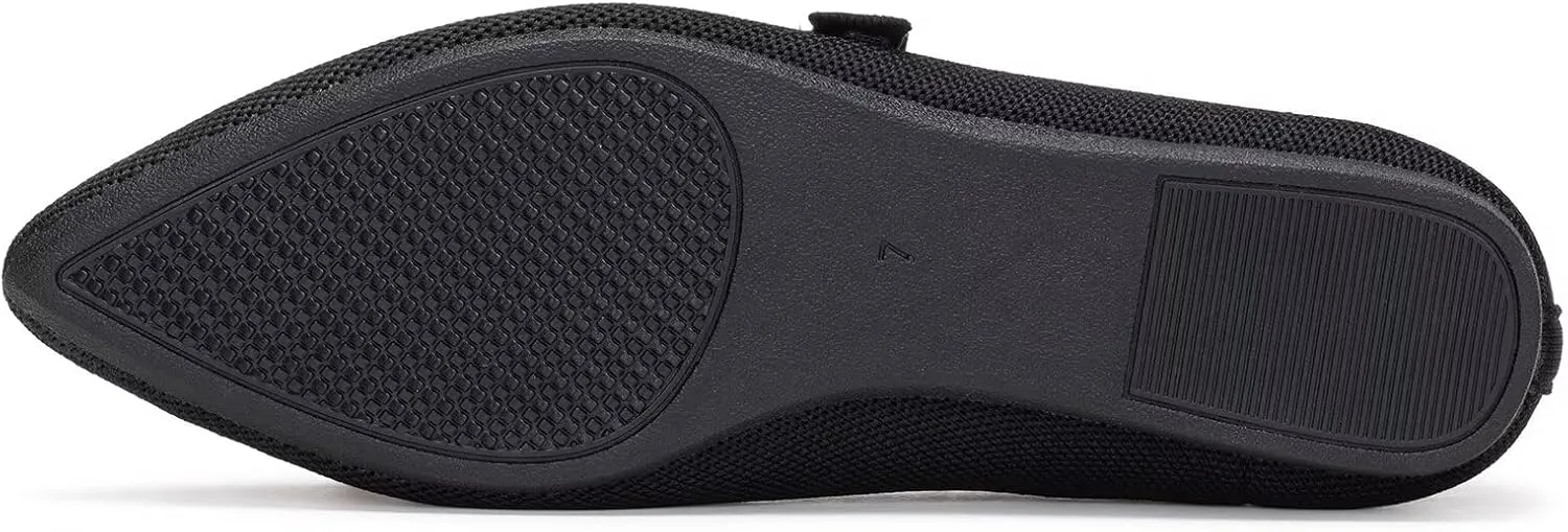 Frank Mully Women's Mesh Flats Mary Jane Shoes Pointed Toe Lightweight with Adjustable Instep Strap Knit Flat Shoes for Women Dressy Casual Washable Walking Shoes