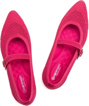 Frank Mully Women's Mesh Flats Mary Jane Shoes Pointed Toe Lightweight with Adjustable Instep Strap Knit Flat Shoes for Women Dressy Casual Washable Walking Shoes