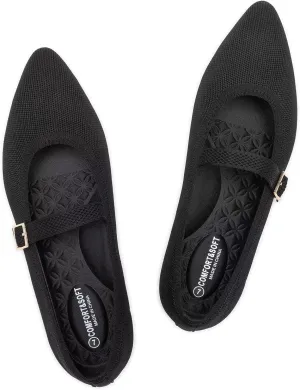 Frank Mully Women's Mesh Flats Mary Jane Shoes Pointed Toe Lightweight with Adjustable Instep Strap Knit Flat Shoes for Women Dressy Casual Washable Walking Shoes