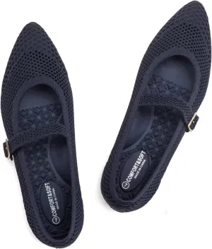 Frank Mully Women's Mesh Flats Mary Jane Shoes Pointed Toe Lightweight with Adjustable Instep Strap Knit Flat Shoes for Women Dressy Casual Washable Walking Shoes