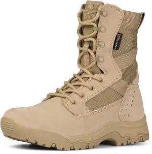 FREE SOLDIER Men's Tactical Boots 8 Inches Lightweight Combat Boots Durable Suede Leather Military Work Boot Desert Boot
