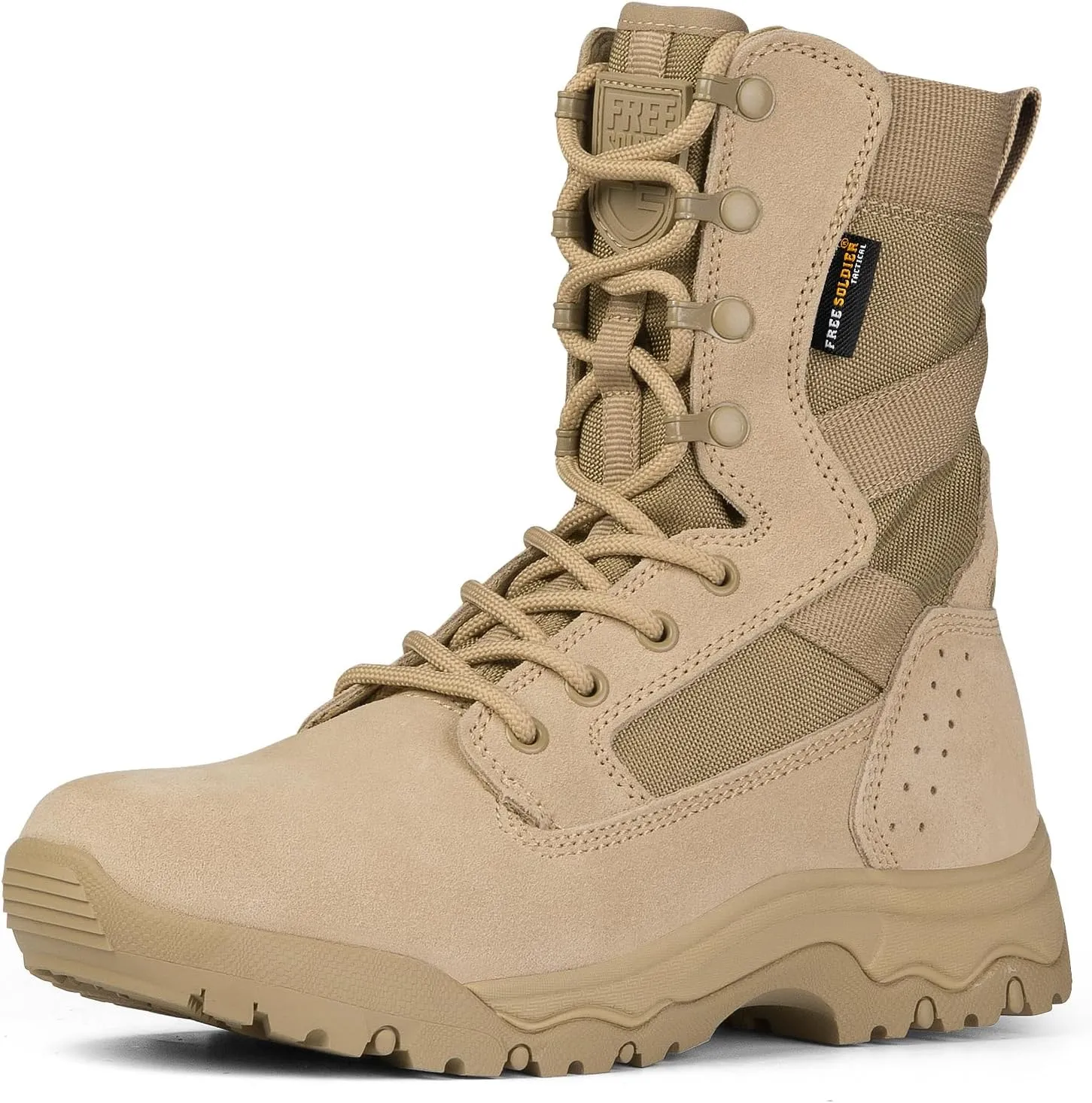 FREE SOLDIER Men's Tactical Boots 8 Inches Lightweight Combat Boots Durable Suede Leather Military Work Boot Desert Boot