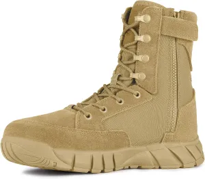 FREE SOLDIER Men's Tactical Boots 8 Inches Lightweight Combat Boots Durable Suede Leather Military Work Boot Desert Boot