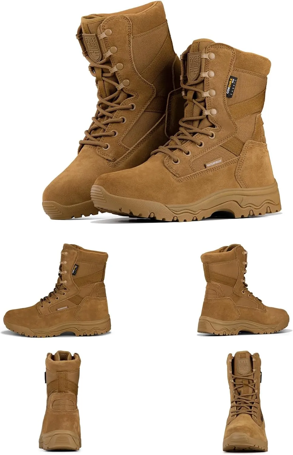 FREE SOLDIER Men's Tactical Boots 8 Inches Lightweight Combat Boots Durable Suede Leather Military Work Boot Desert Boot