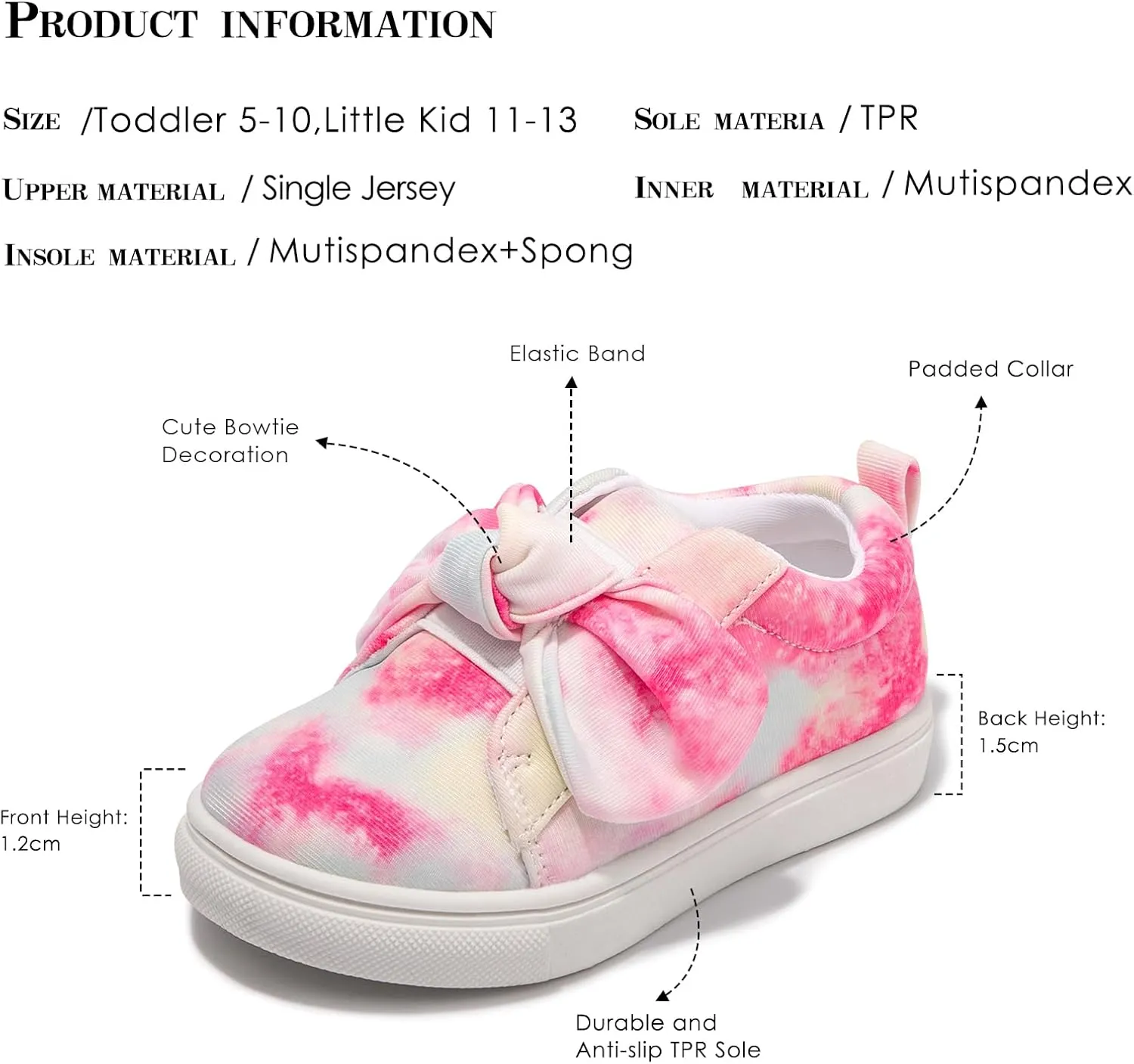 FUNKYMONKEY Girls Sneakers Lightweight Cute Bowknot Casual Walking Shoes for Toddler/Little Kids