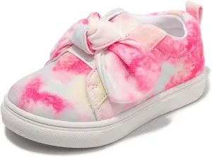 FUNKYMONKEY Girls Sneakers Lightweight Cute Bowknot Casual Walking Shoes for Toddler/Little Kids