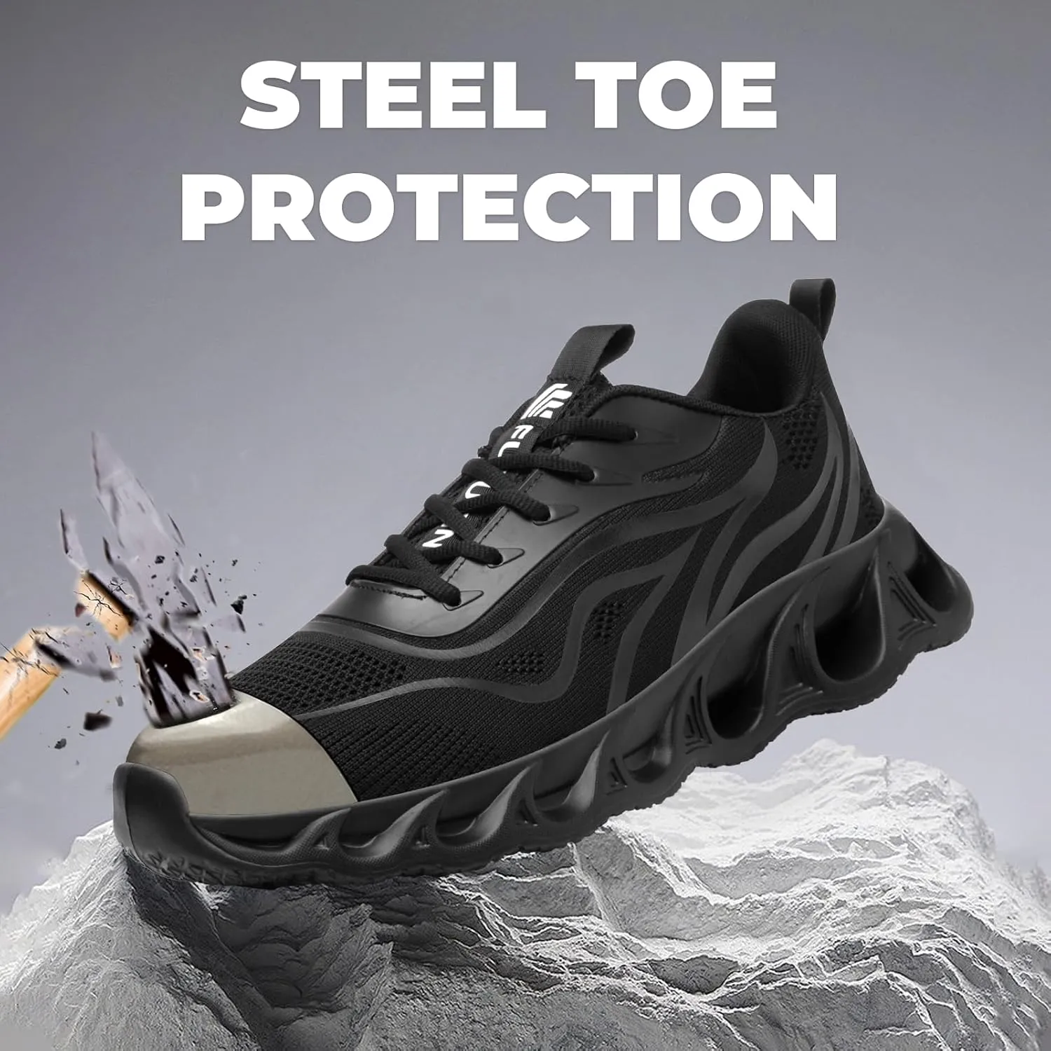 Furuian Steel Toe Shoes for Men Women Lightweight Indestructible Safety Shoes Comfortable Steel Toe Sneakers Puncture Proof Work Shoes