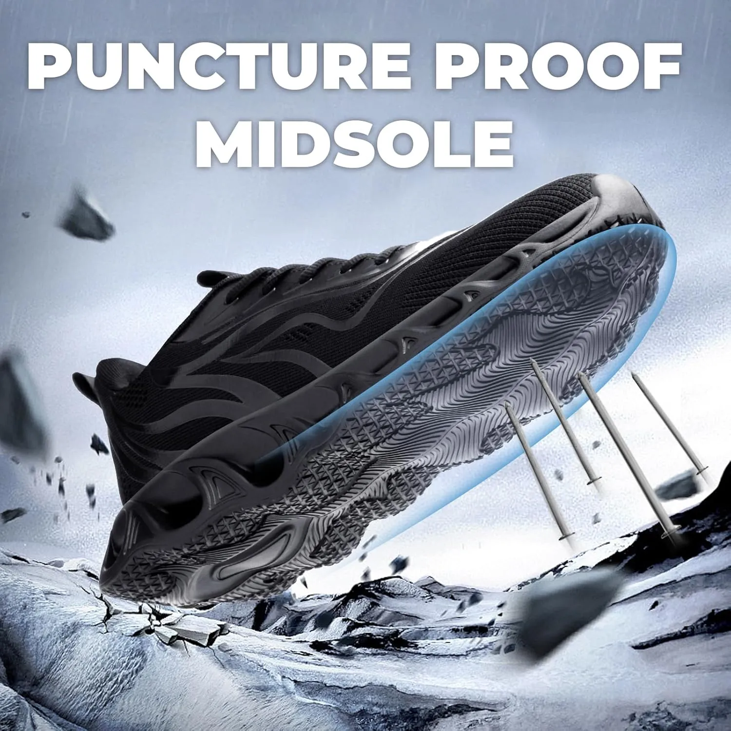Furuian Steel Toe Shoes for Men Women Lightweight Indestructible Safety Shoes Comfortable Steel Toe Sneakers Puncture Proof Work Shoes