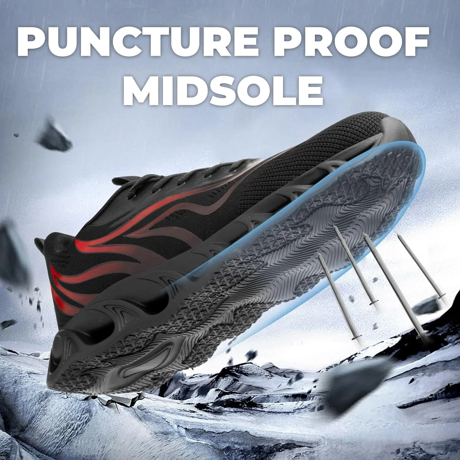 Furuian Steel Toe Shoes for Men Women Lightweight Indestructible Safety Shoes Comfortable Steel Toe Sneakers Puncture Proof Work Shoes