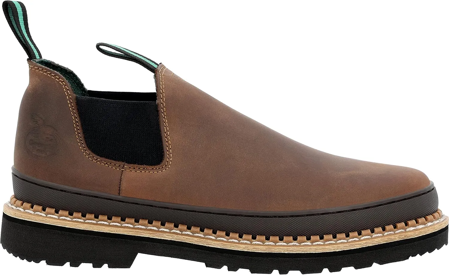 Georgia Giant Romeo Slip-On Boots - GR262, Full-Grain Leather Non-Slip Lightweight Work Shoes With Oil-Resistant Bumper Guard, Dark Brown, Crazy Horse Leather