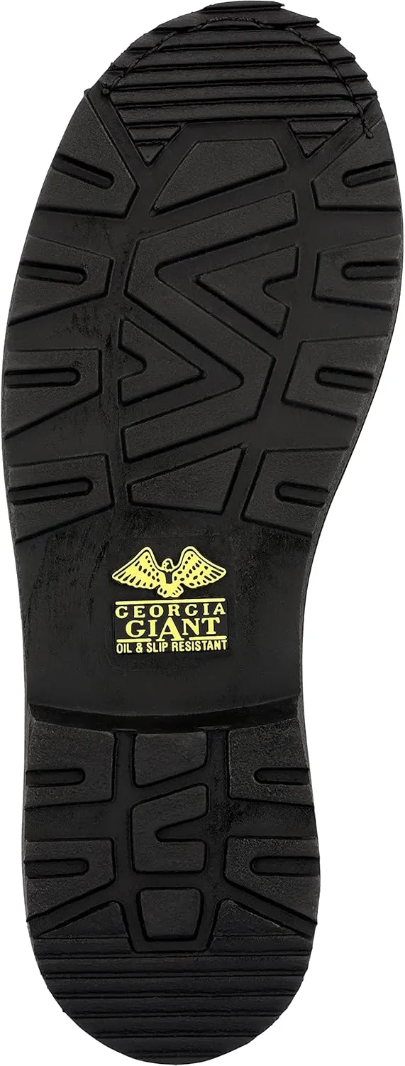 Georgia Giant Romeo Slip-On Boots - GR262, Full-Grain Leather Non-Slip Lightweight Work Shoes With Oil-Resistant Bumper Guard, Dark Brown, Crazy Horse Leather