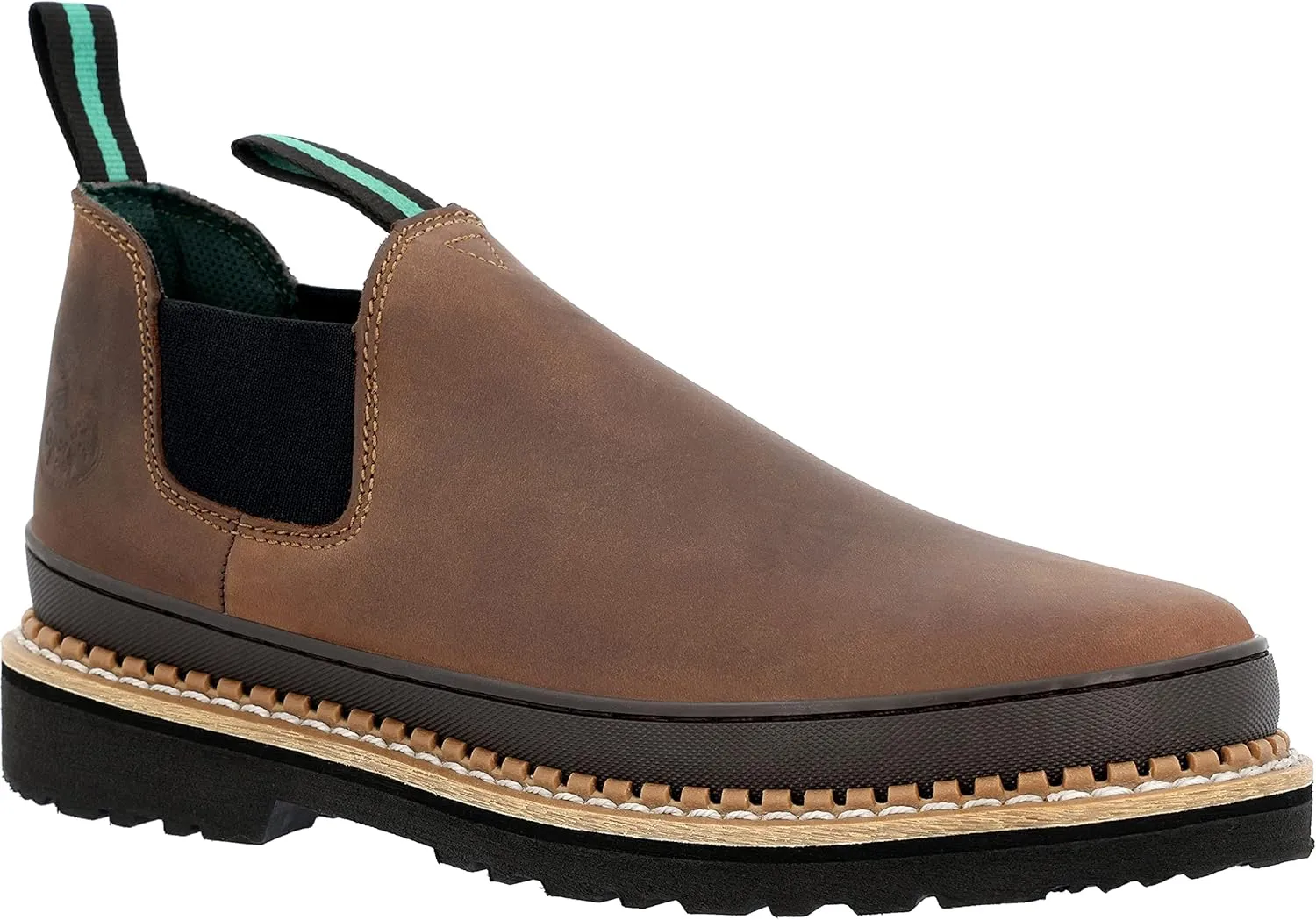 Georgia Giant Romeo Slip-On Boots - GR262, Full-Grain Leather Non-Slip Lightweight Work Shoes With Oil-Resistant Bumper Guard, Dark Brown, Crazy Horse Leather