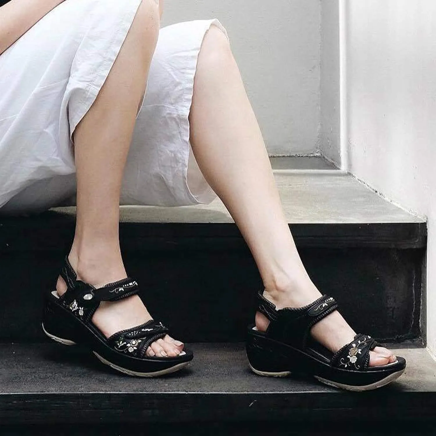 Gold Pigeon Shoes Comfortable Wedge Sandals, Women's Platform Sandals Casual Summer Beach, Heeled Wedges 2.75"