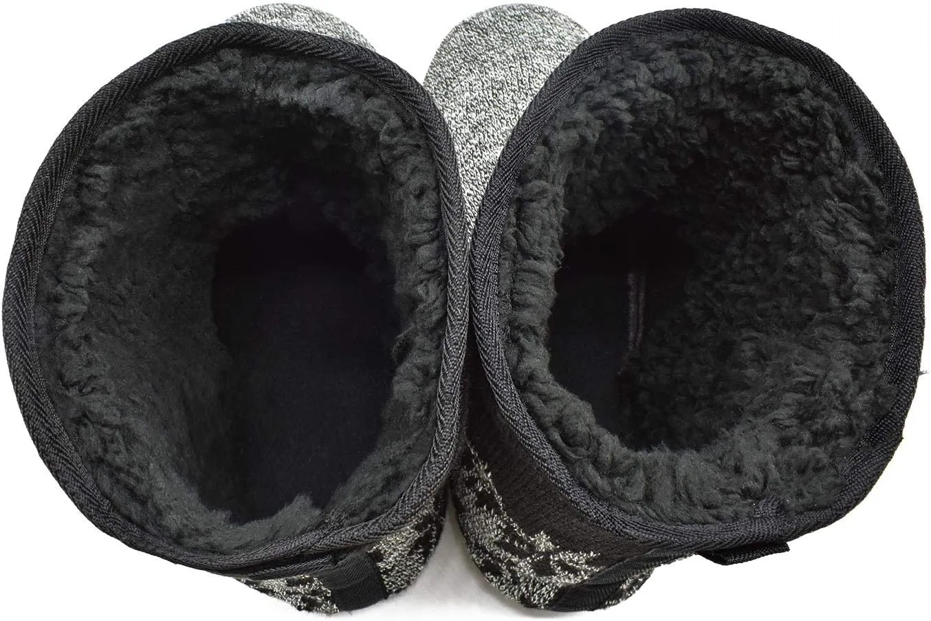 GPOS Knit Rock Wool Warm Men Indoor Pull on Cozy Memory Foam Slipper Boots Soft Rubber Sole