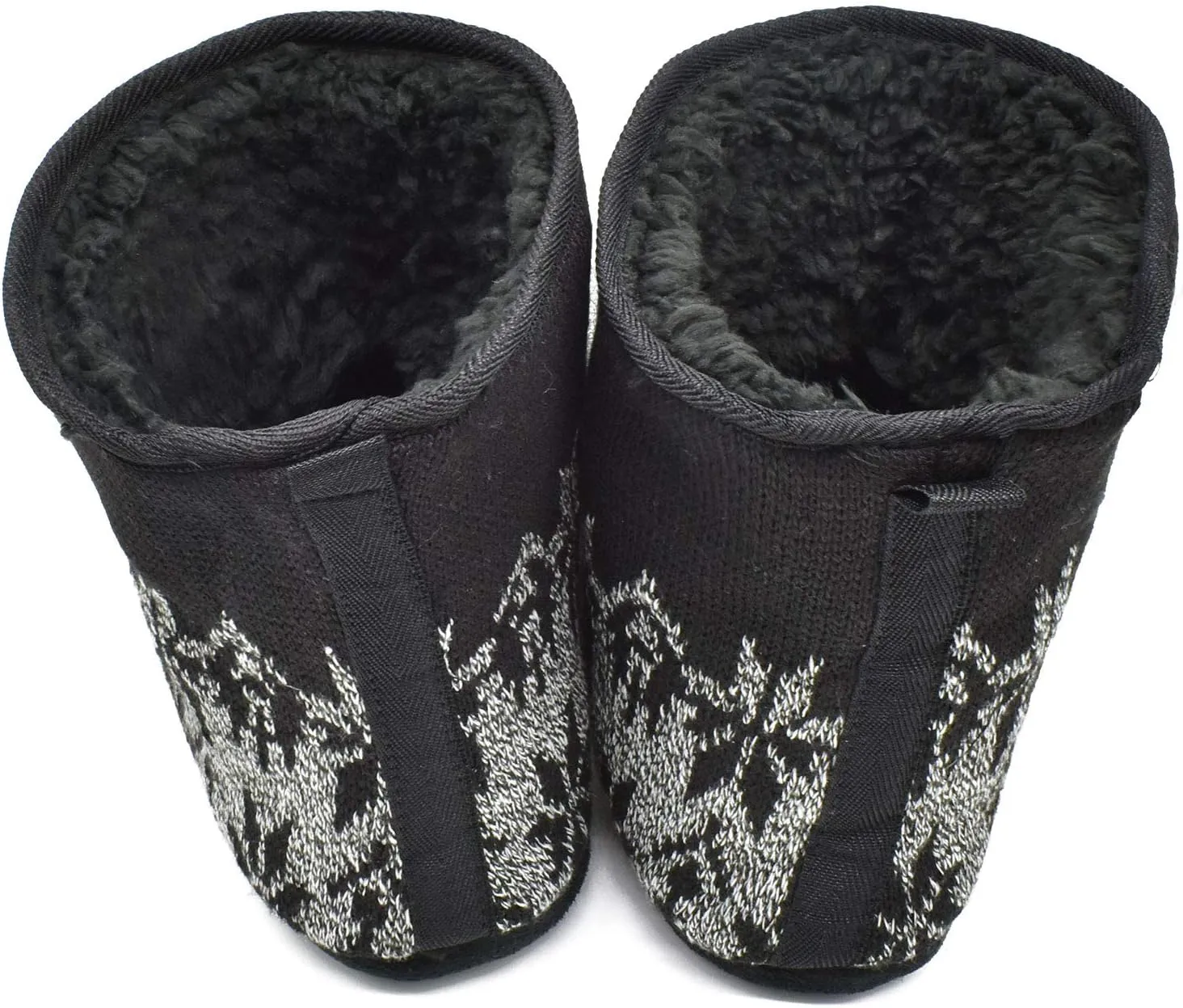 GPOS Knit Rock Wool Warm Men Indoor Pull on Cozy Memory Foam Slipper Boots Soft Rubber Sole