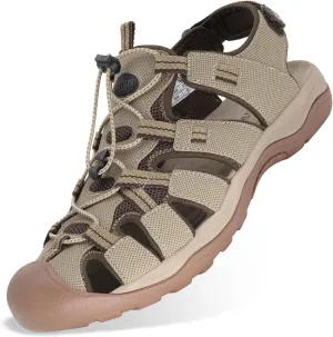 GRITION Mens Outdoor Hiking Sandals Summer Beach Closed Toe Water Sandal Waterproof Comfortable Fisherman Adventures Sport Athletic Walking Traveling Shoes Sandles