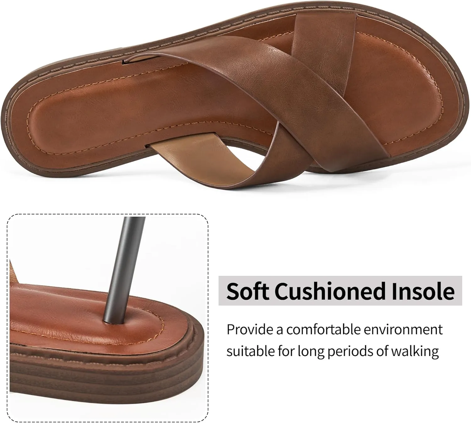 HARENCE Womens Flat Slides Sandals: Dressy Summer Slip On Flats Shoes Comfortable Open Toe Walking Beach Slide Sandal
