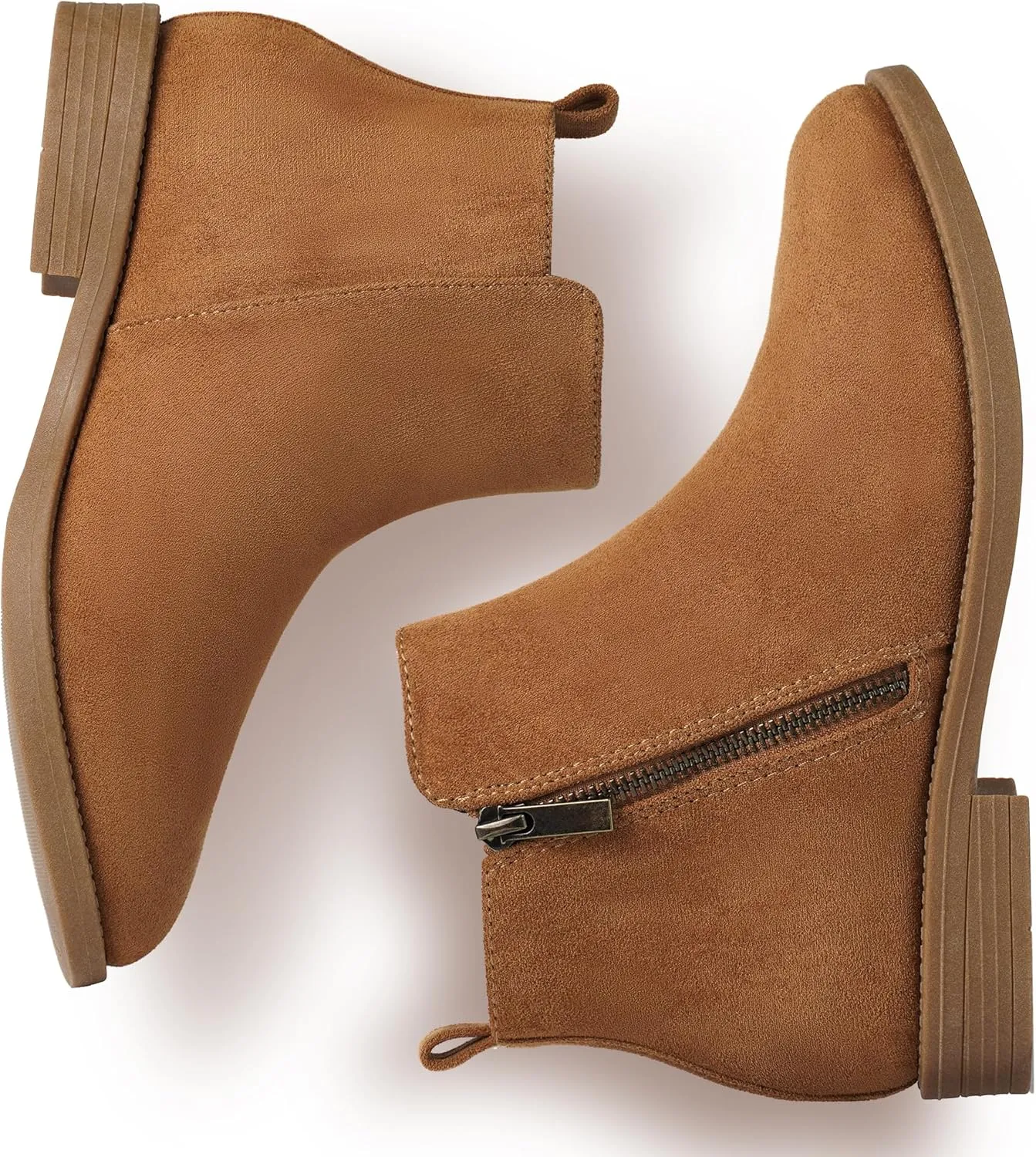 Harvest Land Women's Ankle Boots Flat Faux Suede Fashion Short Booties with Side Zipper