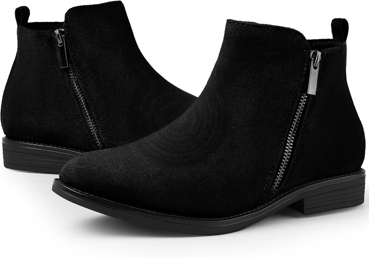 Harvest Land Women's Ankle Boots Flat Faux Suede Fashion Short Booties with Side Zipper